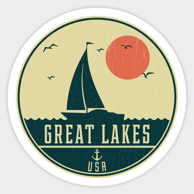 Great Lakes Sailing Design Sticker by dk08